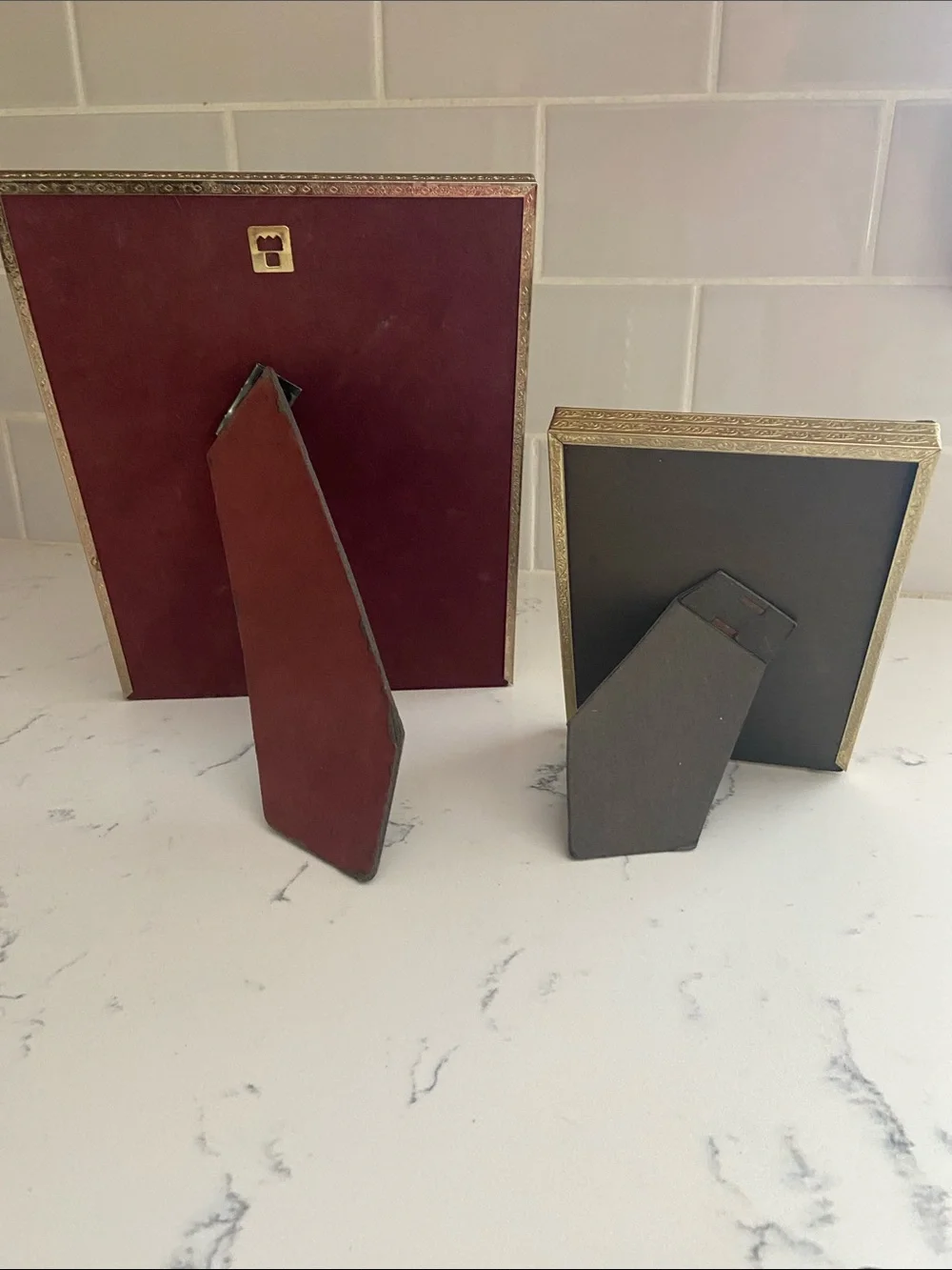Vintage Brass Tone Picture Frame Lot 5x7 & 8x10 Ornate Hollywood Regency Set